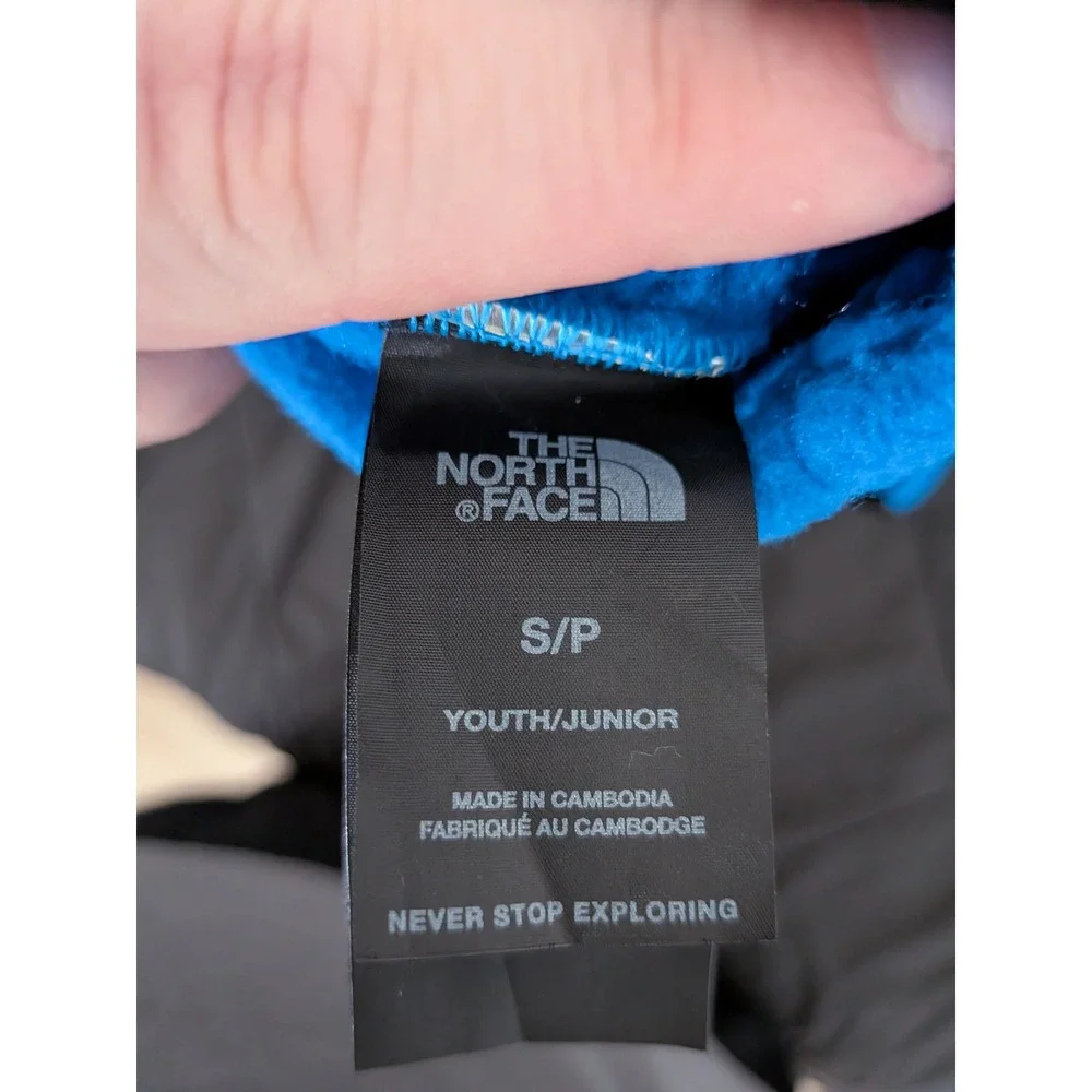 The North Face Youth Etip Fleece Gloves Blue Black Touchscreen Size Small